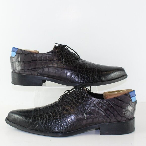 John Fleuvog Crocodile Reptile Style Pattern Men Leather Dress Shoes (10 US) - Picture 2 of 9